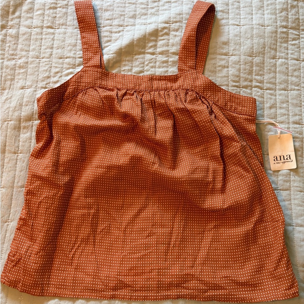 a.n.a Rust Polka Dot Tank Top
